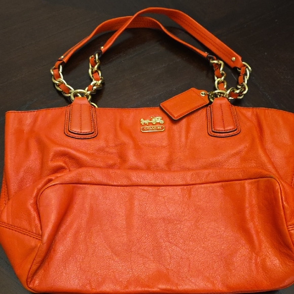 Coach Handbags - Coach Orange Leather Shoulder Bag